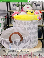 LANGYASHAN Laundry Basket Canvas Fabric Collapsible Organizer Basket for Storage Bin Toy Bins Gift Baskets Bedroom Clothes Children Nursery Hamper (Gery wave) - color: Gery Wave