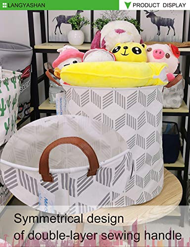 LANGYASHAN Laundry Basket Canvas Fabric Collapsible Organizer Basket for Storage Bin Toy Bins Gift Baskets Bedroom Clothes Children Nursery Hamper (Gery wave) - color: Gery Wave