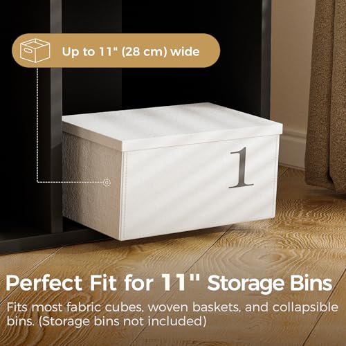 COMHOMA 8 Wood Cube Storage Organizer with Open Back and Removable Back Panels, 11In Black Cube Storage Bookshelf, Cubicle Shelf Bookcase for Home Office Bedroom Living Room, Vertical or Horizontal - color: 8 Cube-coal Black