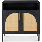 Best Choice Products Rattan Sideboard Buffet Cabinet, Entryway Table, Accent Storage Cabinet, Console Table for Hallway, Living Room, Dining Room - Black - color: Arched Rattan, Black