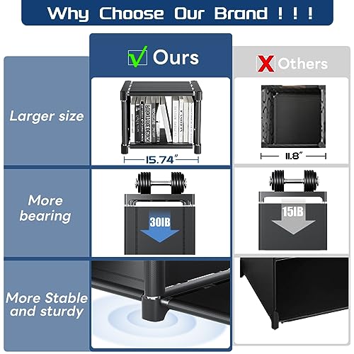 Mavivegue Book Shelf, 20 Cube Storage Organizer, DIY Bookcase, Metal Cube Bookshelf,Tall Book case for Bedroom, Living Room,Office,Closet Storage Organizer, Black Cubicle Storage Rack - color: Black, size: 20-Grid