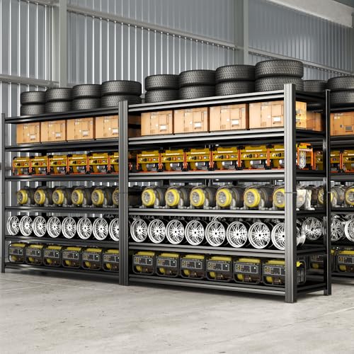 6 Tier Garage Shelving, 82" H Heavy Duty Metal Storage Shelves, 3600LBS, 2-in-1 Adjustable Industrial Utility Shelf, Upgraded Reinforced Double-Layer Columns for Warehouse, Basement, Kitchen - size: 40"W x 16"D x 82"H