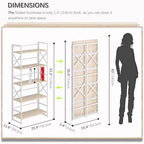 4NM 5 Tiers No Assembly Book Shelves, 51.2" H Folding Bookshelf Bookcase Open Industrial Foldable Shelves for Bedroom, Living Room, Home Office - Natural White - color: Natural White, size: XX 5-Tier