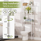 AmazerBath Over The Toilet Storage Bamboo, Bathroom Over Toilet Organizer Rack, 3-Tier Over Toilet Shelf, Space Saver, White - style: White-3-tier