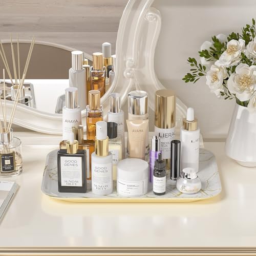 Weenson Bathroom Vanity Tray for Makeup Jewelry Candle Perfume Decor Toilet Tank, Serving Tray for Food Snacks, Kitchen Tray for Countertop Soap Dispenser Spice Coffee Nightstand11.8”L x 7.9”W x 0.8”H - color: White, size: 11.8" x 7.9" x 0.8"