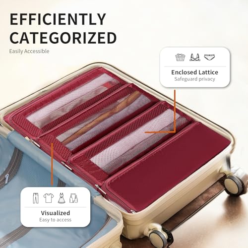 Suitcase Organizer Travel Bags Organizer for Luggage Compression Hanging Packing Cubes for Travel Carry on Closet (Bag Only) - color: Wine, size: Medium