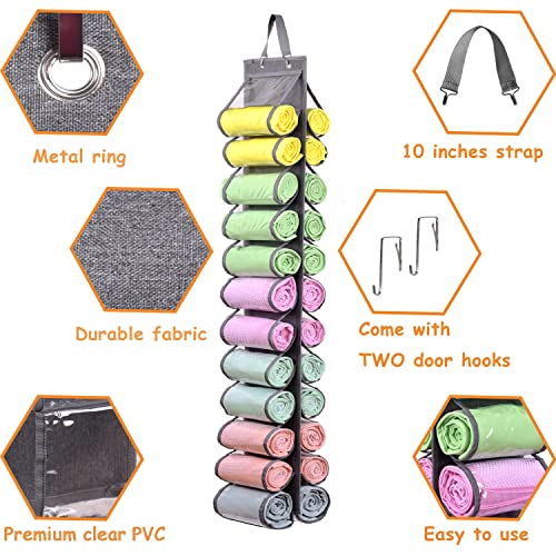 Legging Storage Bag Storage Hanger Can Holds 24 Leggings or Shirts Jeans Compartment Storage Hanger, Foldable Leggings Organizer Clothes Portable Closets Roll Holder(Grey) - color: Grey