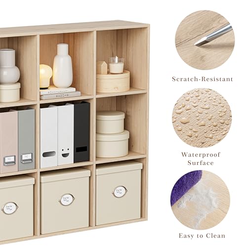 VDNEND Wooden Storage Organizer with Closed Back Panel, 11in Cube Shelf Opening, Bookshelf, Display Shelf,Closet Cabinet for Home and Office (White Oak, 9-Cube 35.98L*9.45W*35.91H) - color: White Oak, size: 9-Cube 35.98L*9.45W*35.91H