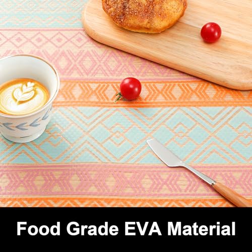Cooyes Drawer and Shelf Liner, Non-Adhesive Shelf Liners for Kitchen Cabinets, Thick Strong Grip Mats for Desk, Shelves, Bathroom Drawers, Fridge, Cabinet Protection（23.6" W x 118" L） - color: Transparent Boho, size: 23.6"W x 118"L