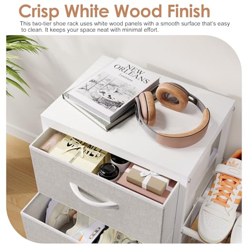 Cidaziya Expandable Closet Organizers and Storage, White Fabric Storage Dresser, 3 Drawer Dresser, Clothes Shelves for Kids, Purse Organizer Small Shoe Rack for Closet Bedroom - size: 31.29~ 43.42"W*11.41"D * 24.01"H