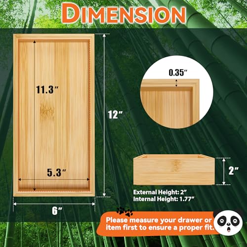 Lixple Bamboo Drawer Organizer - Silverware & Utensil Organizer, Stackable, 2 Pcs, Wooden Storage Box Tray (Bamboo, 12 X 6 X 2 Inch) - color: Yellow, size: 12 x 6 x 2 Inch
