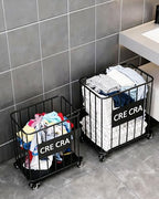 Iron Laundry Hamper with Wheels | Durable Metal Clothes Basket | Easy Mobility | 19.69 x 11.81 x 23.62 Inches | Pack of 2