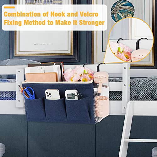 Lilithye Bedside Caddy Bedside Organizer Bedside Storage Caddy with Fixed Straps and Water Bottle Holder for Home College Dorm Bunk Bed Hospital Bed Crib Bed Rails (Navy Blue) - color: Navy Blue