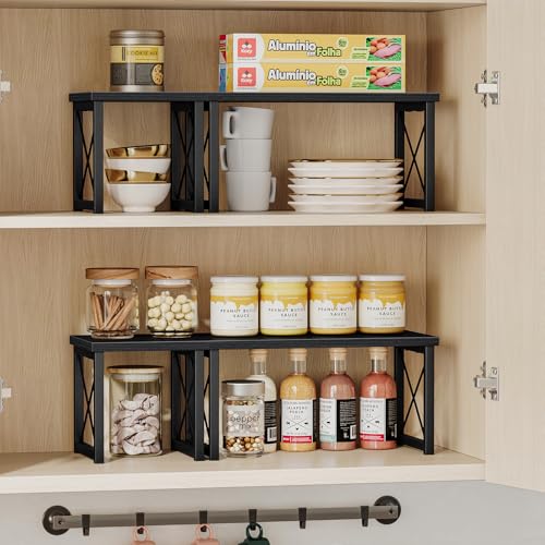 Honiter 2 Sets Desk Shelf, Desktop Organizer Shelf, Freestanding Small Bookshelf Desk Organizer, 2 Tier Independent Stackable Desktop Shelves, Desktop Office Storage Rack Display Shelf, Black - color: Black, size: 7.6in-2 Pack