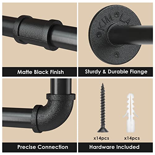 Wall Mounted Clothes Rack 72.5in, Industrial Pipe Clothing Racks Wall Mount, Heavy Duty Detachable Iron Garment Bar, Saving Space, Multi-Purpose Hanging Rod for Bedroom, Laundry Room, 1 Pack - size: 72.5Inches