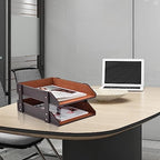 Leather Desk Organizer,2-Tier Stackable Letter Tray Holder,Office Supplies Desktop Storage Box for Document,Stationery,Magazines,Newspapers,Letters and Other Home Office Paper Sundries,Coffee - color: Coffee