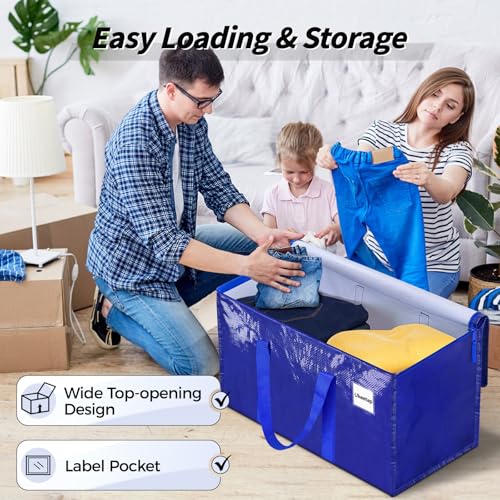 8 Pack Extra Large Heavy Duty Moving Bags, Blue Storage Bins with Lids, Reinforced Handles & Heavy-Duty Zippers Moving Boxes Storage Bags Totes for Clothes Packing, Dorms, College Supplies, Blue - color: Blue, size: 8 Pack