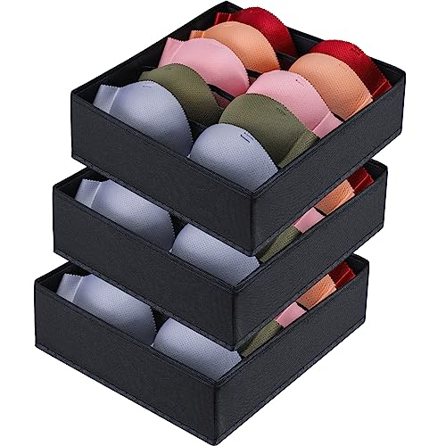 Bra Storage Drawers Organizer for Clothing Underwear Drawer Organizer Dividers Black Foldable Storage Cube Bins for Bra,Socks, Underwear,3 Pack （Black） - color: Black, size: 3 Pack