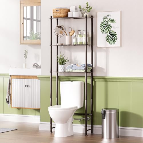 AmazerBath Bamboo Over The Toilet Storage Shelf, Over Toilet Bathroom Organizer Rack, 3-Tier Bathroom Shelves Over Toilet, Space Saver, Espresso - style: Espresso-3-tier