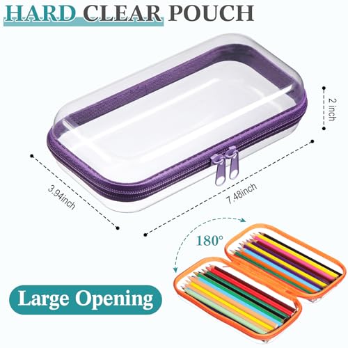 Sanwuta 6 Pcs Clear Hard Zipper Case Plastic Zipper Pouches Transparent Makeup Bag Pencil Case Pouches Toiletry Diaper Bag for Travel Toy Storage Organizer Bins - color: Assorted Color, size: 7.48 x 3.94 x 2 Inch