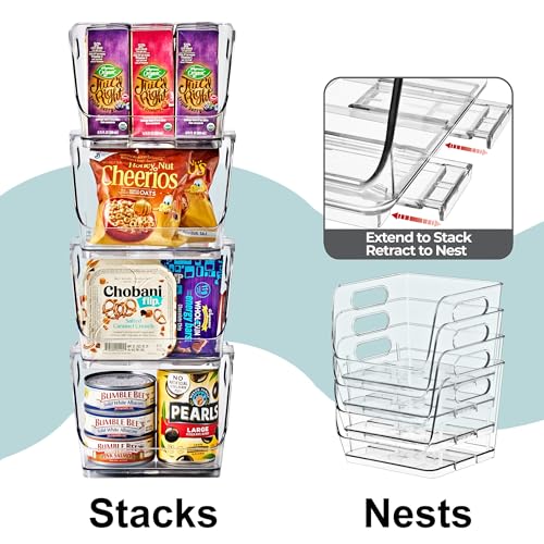 Sorbus Stackable Storage Bins Open Front, Clear Stackable Storage Bins, Pantry Bins for Storage and Organization, Acrylic Stackable Bins for Kitchen, Clear Pantry Organizer Bins (Small Square 6 Pack) - size: Small Square, style: 6 Pack