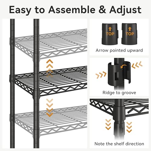M2 Expandable Clothes Rack, Large Clothing Rack with 4 Extended Hanging Rods, Heavy Duty Garment Racks for Reach-in Closet System, Black Closet Extandable from 8'4"-11'2", Max Load 1000LBS - color: Black