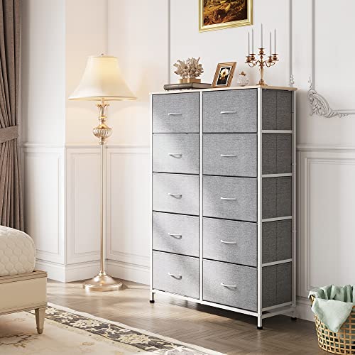 WLIVE Tall Dressers for Bedroom with 10 Drawers, Chest of Drawers, Dresser for Closet, Hallway, Living Room, Entryway, Light Grey - color: Light Grey