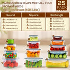 50 PCS Thicker Food Storage Containers with Lids, Clear Stackable Airtight Leakproof Reusable Plastic Meal Prep Container Set for Kitchen Storage/ Lunch, Fridge/ Microwave Safe with Labels&Pen - size: 405oz-25 Pack
