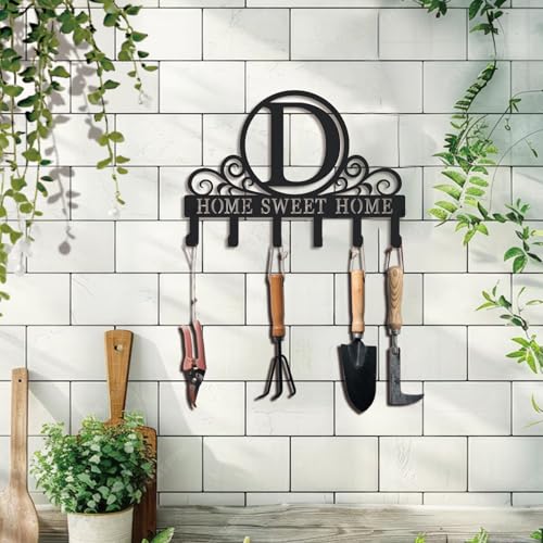Metal Letter D Key Holder for Wall, Monogram Coat Rack Wall Mount, Key Hooks Perfect for Bathroom, Living Room, Kitchen, Office Ideal Wedding, Anniversary, Housewarming Gift (D) - style: D