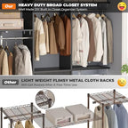 Armocity 5FT Small Closet System with 3 Fabric Drawers, 60 Inches Walk In Closet Organizer System With 3 Adjustable Shelves, Heavy Duty Clothes Rack Built-In Garment Rack, 59" L x 16" W x 71" H, Black - color: Black