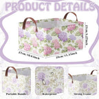 Boao 3 Pcs Purple Floral Storage Bin Wildflowers Collapsible Large Storage Baskets for Gifts Canvas Laundry Basket Foldable Box with Handle for Office Home Bedroom Clothes - style: Purple Flowers