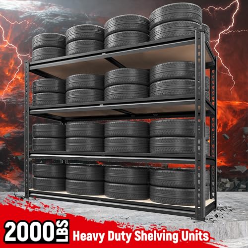 REIBII 40" W Storage Shelves 2000LBS Adjustable Garage Shelving Metal Heavy Duty 4 Tier Garage Shelves 60" H Metal Shelves for Closet Pantry Kitchen Warehouse 40" W × 20''D × 60''H - size: 20"D x 40"W x 60"H