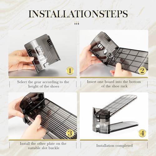 Shoe Slots Organizer 12 Pack - Shoe Stacker,3 Levels Adjustable,Space Savers 50%,Double Layer Holders for Closet (Black),Organizador de Zapatos - color: 12pack Black
