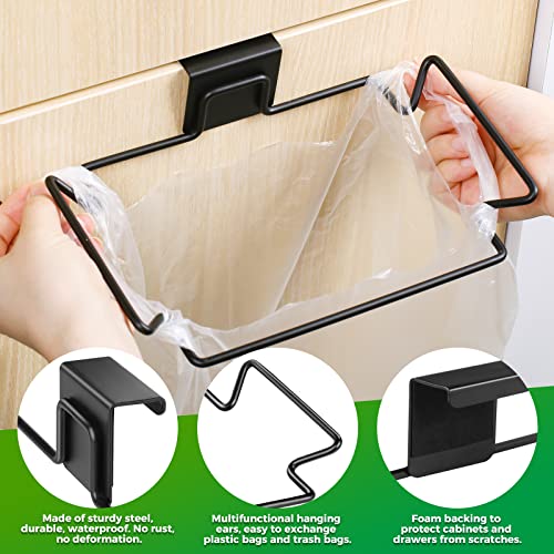 HNYYZL Trash Bag Holder,2 Pack Trash Bag Holder for Cabinet Door and Cupboards,Stainless Steel,Black,Plastic Bag Holder under Sink,Use for Kitchen,Bathroom,Camper,Rv - color: Black
