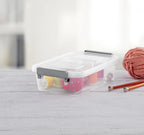2.7 Quart Modular Latch Box, Clear Plastic Storage Box with Write-on ID Latches, Gray