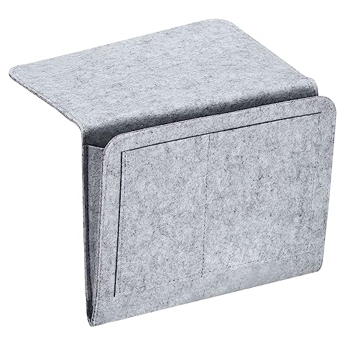 PATIKIL 11in Bedside Caddy, Bed Caddy Bedside Organizer Hanging 5 Pocket Soft Bed Pockets Bedside Storage Organizer Remote Control Holder for Bedroom Phones Glasses, Light Grey - color: Light Grey, size: 10.6*8.6inch