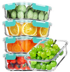VERONES 5 Pack 36 OZ Glass Meal Prep Containers, Airtight Glass Lunch Containers Set, Glass Food Storage Containers with Lids,Exclusive of BPA, for Microwave, Oven, Freezer & Dishwasher Friendly,Green - color: Green