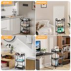 3 Tier Rolling Utility Cart with Handle,REBECAT Utility Cart Made of Multifunctional Storage Organizer Tool for Kitchen,Bathroom,Living Room,Office(Black) - color: Black
