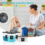 Laundry Pods Container & Dryer Sheet Holder, Laundry Room Organization and Storage Jars with Lids, Labels & Scoops for Powder Detergent Scent Booster, Black Lid - color: Black