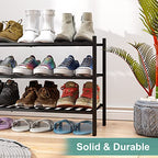 viewcare 3-Tier Long Black Shoe Rack, Bamboo Wood Shoe Rack for Closet, Entryway & Hallway, Stackable | Functional | Sturdy - color: Black, size: 3-Tier Long