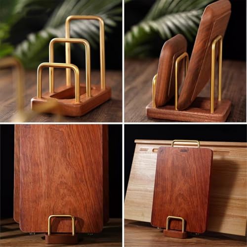 Chopping Board Rack with Wood Base Multi Layer Lid Holder Baking Pan Storage Organiser Cabinet Accessory for Home Kitchen - size: 16.6*10*15.8cm