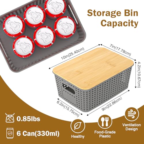 Stackable Storage Basket: Plastic Baskets Bins, Baskets for Organizing, Pantry Decorative Containers for Closets, Cabinets, Shelves(8 Pack, Grey) - color: Grey