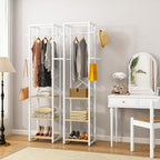 IBUYKE Coat Rack with Shelves, Freestanding Hall Tree with 3 Shelves and 8 Hooks, Industrial Clothes Stand for Entryway, Hallway, Bedroom, Natural UTMJ088R - color: Natural