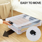 25 Quart Plastic Under Bed Storage Boxes, Wheeled UnderBed Storage Container, 3 Pack, Clear - size: 25 Quart