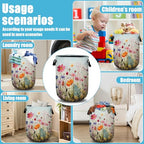 Colourful Blooming Wildflower Laundry Basket, Laundry Hamper Collapsible Oxford Cloth with Handle Clothes Toy Storage Bin for Bathroom Laundry Room Bedroom 15.7 X 20 Inch - color: Colourful Blooming Wildflower
