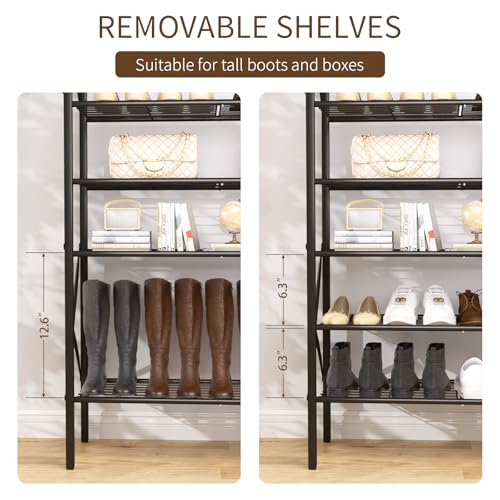 10-Tier Tall Shoe Rack, Large Capacity Shoe Shelf Holds40-45 Pairs, Shoe Shelf for Entryway, Hallway, Living Room, Rustic Brown - color: Rustic Brown, size: 27.8" x 10.8" x 65.7"