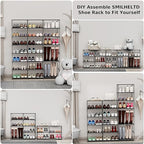 SMILHELTD Large Shoe Rack Shoe Storage Organizer for Entryway Heavy Duty Free Standing Shelves Space Saving for Sneakers Hallway Garage Organization (3 Row 8 Tier)