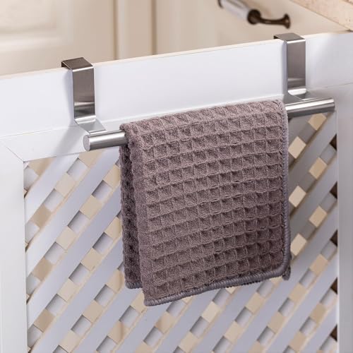 Over Cabinet Towel Bar 9" Kitchen Towel Rack - Silver, Stainless Steel Towel Holder for Cabinet - 1 Pack - color: Brushed Finish - 1 Pack