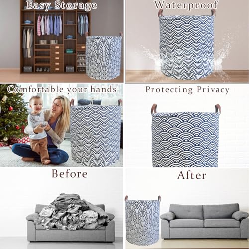 Waterproof Laundry Hamper Collapsible Laundry Basket Leather Handle Laundry Bag Large Clothes Storage Toy Organization for Bathroom Bedroom Laundryroom College Dorms (951-Satisfied laundry hampers) - color: 951-Satisfied laundry hampers