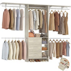 Aheaplus Closet System - 8FT Organizer with 3 Wooden Drawers, Fits 5.3-9 ft Walk-in Closet, White Oak - color: White Oak